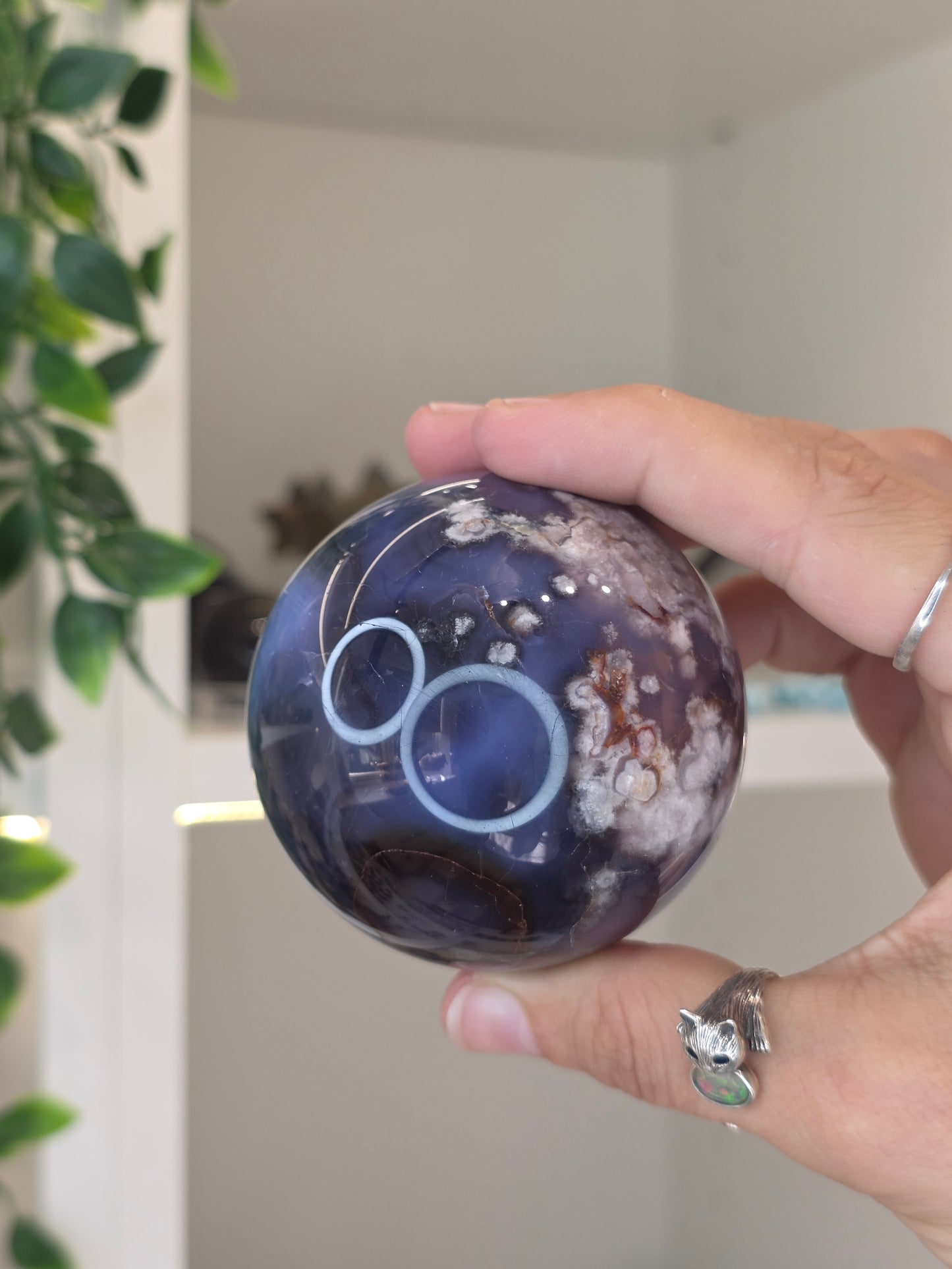 Blue Flower Agate Sphere - L