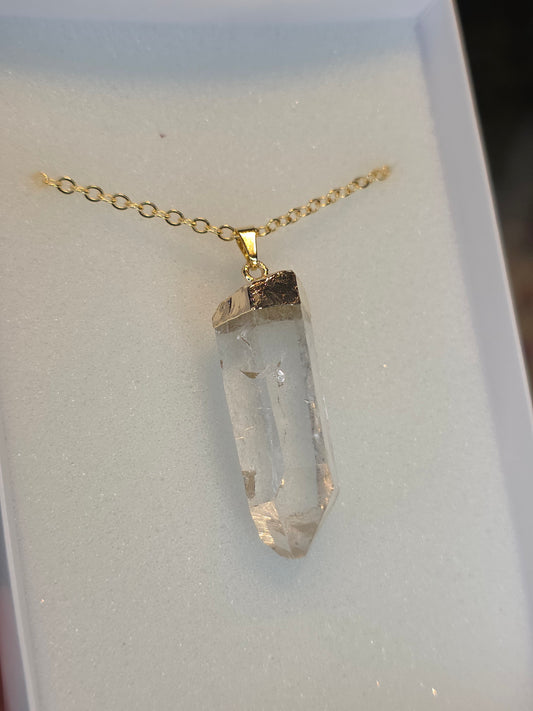 18ct Gold Plated Brazilian Lemurian Quartz Necklace C