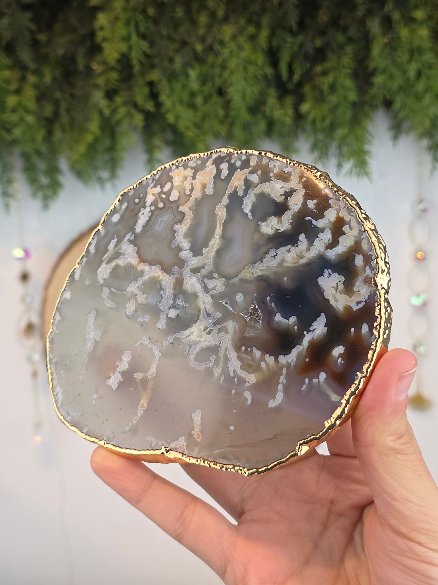 Brazilian Agate Slab with Gold Plated Edges