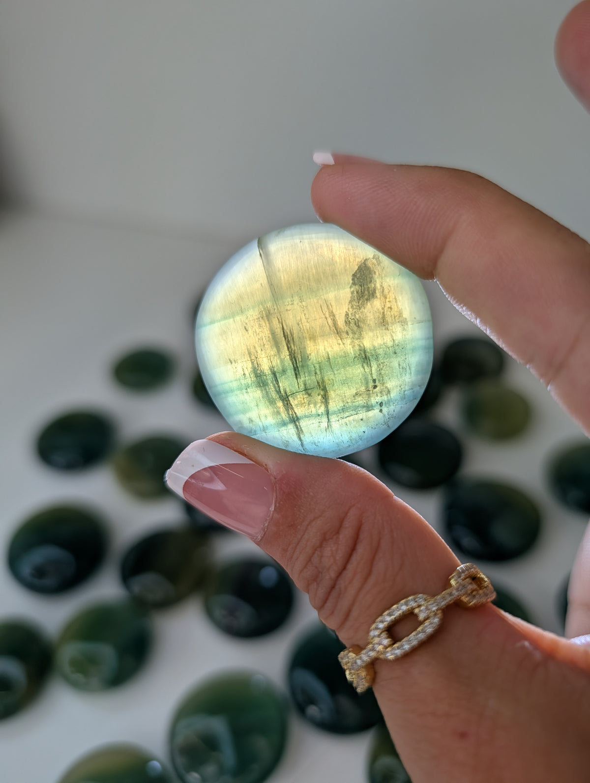 Intuitively Chosen Pakistan Pineapple Fluorite Button Flat Stones