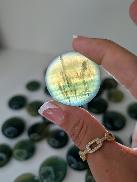 Intuitively Chosen Pakistan Pineapple Fluorite Button Flat Stones