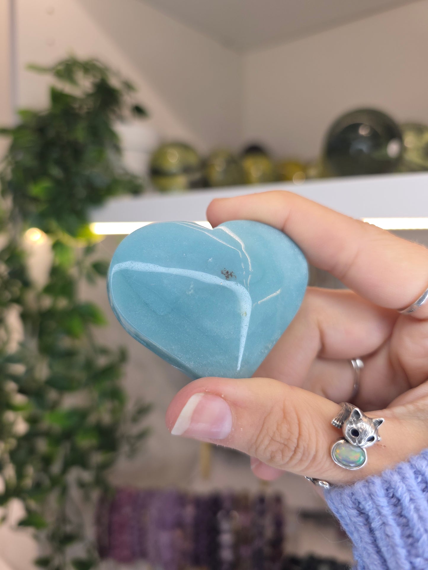 Blue Aragonite Hearts