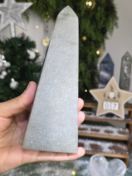 Sparkly Silver Aventurine Obelisk Tower -  MAS6006