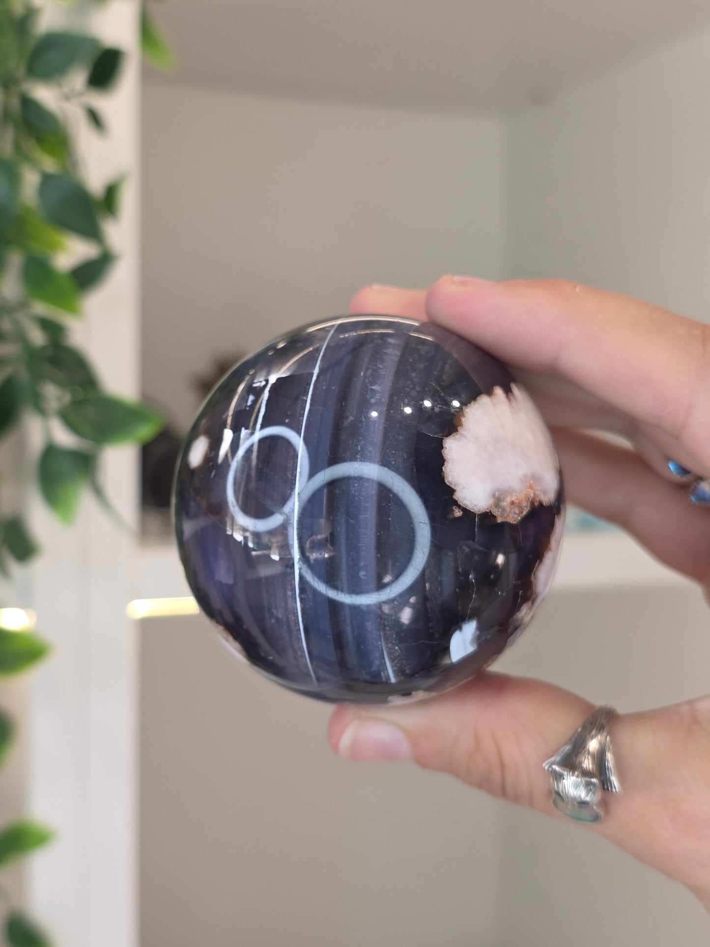 Blue Flower Agate Sphere - K