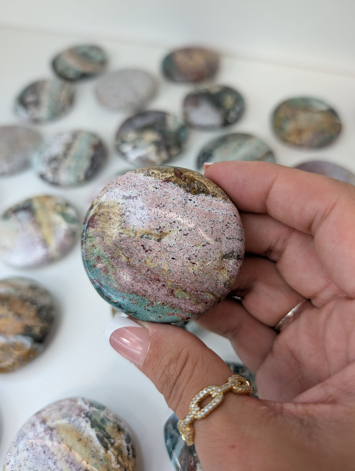 Indian Sea / Unicorn Jasper Round Palm Stone