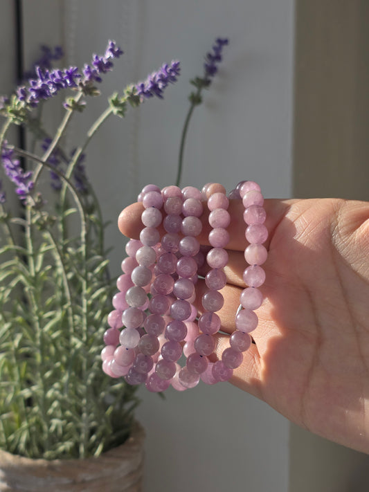 Blue Kunzite - Round Bead Bracelet 8mm
