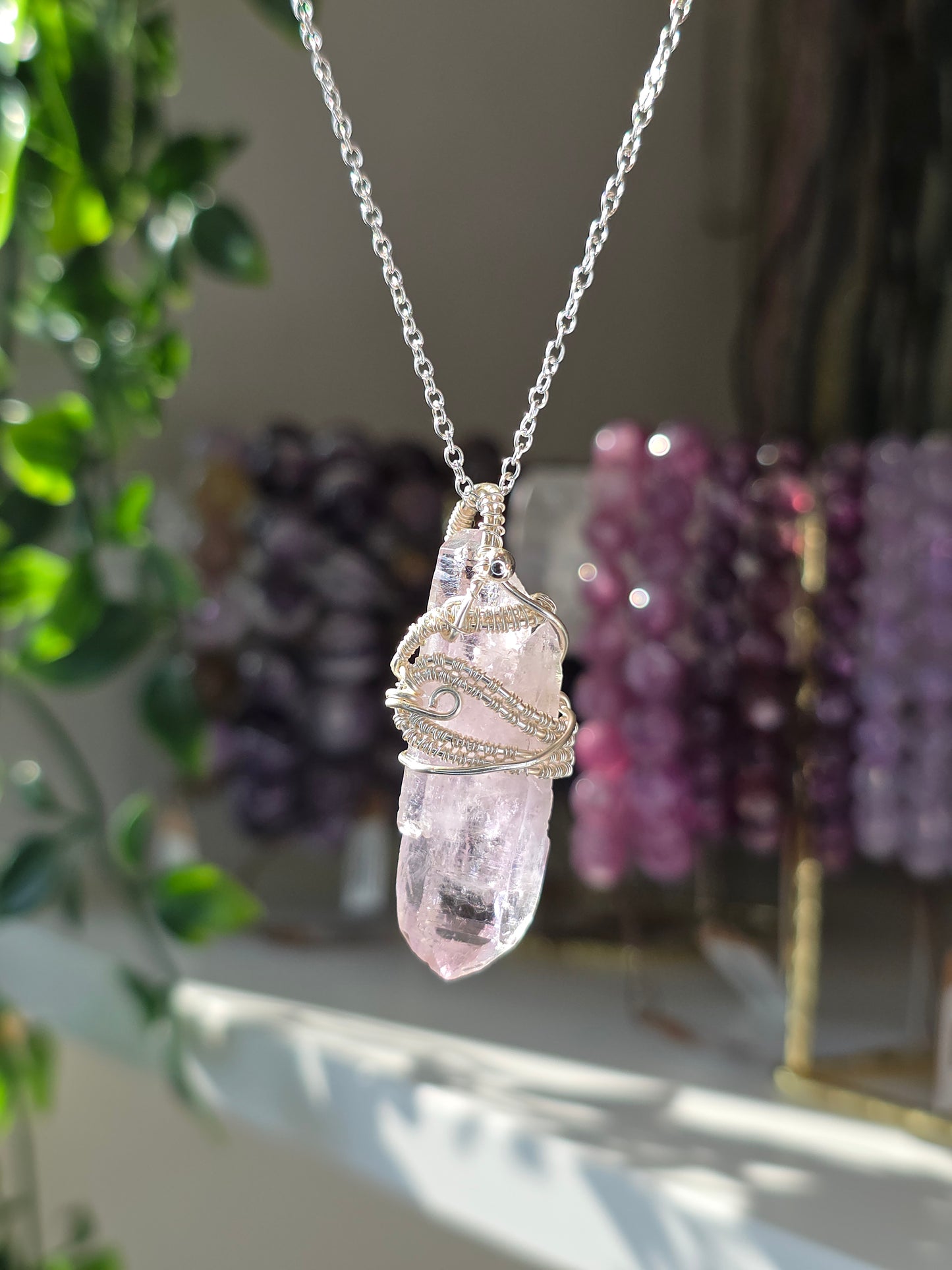 S925 Silver Mexican Vera Cruz Amethyst Hand Wrapped Necklace - B