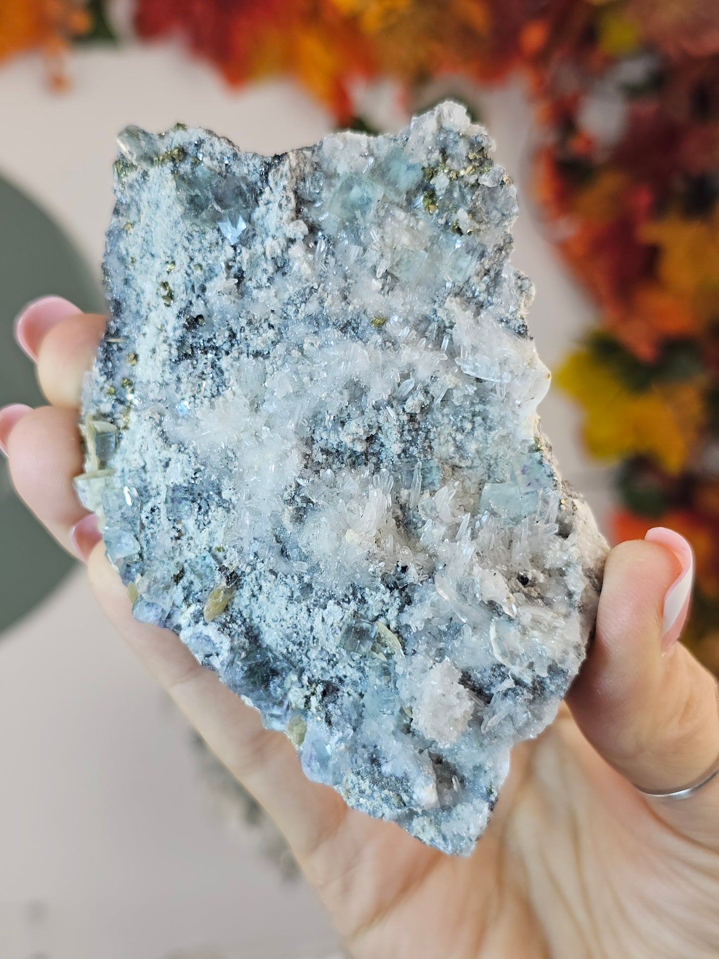 Blue Fluorite, Quartz, Pyrite and Mica on Matrix from Guizhou, China - MAS2996
