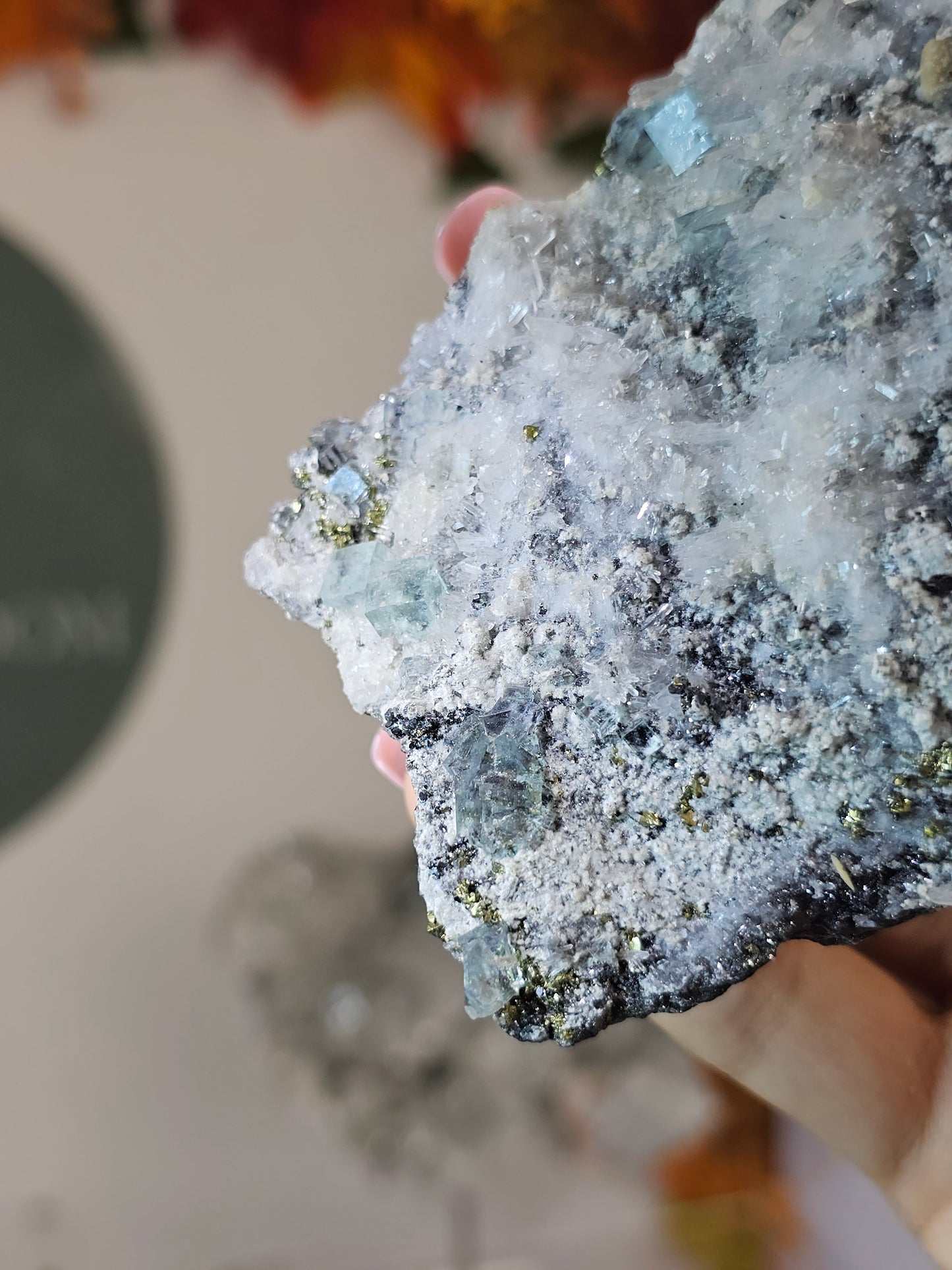 Blue Fluorite, Quartz, Pyrite and Mica on Matrix from Guizhou, China - MAS2996