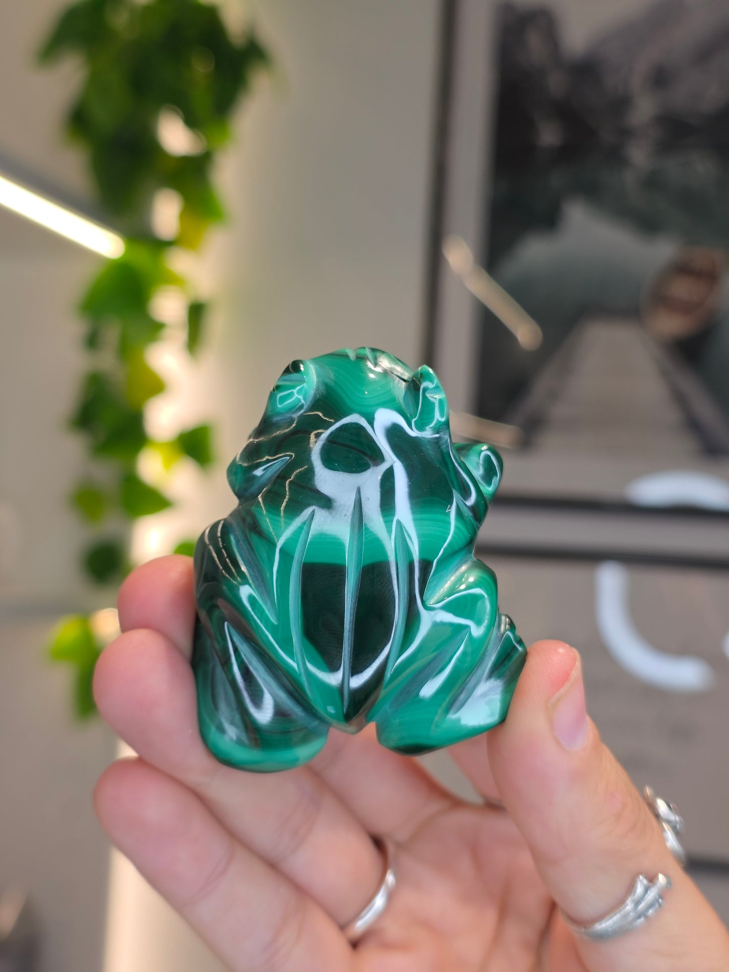 Malachite Frog Carving - G
