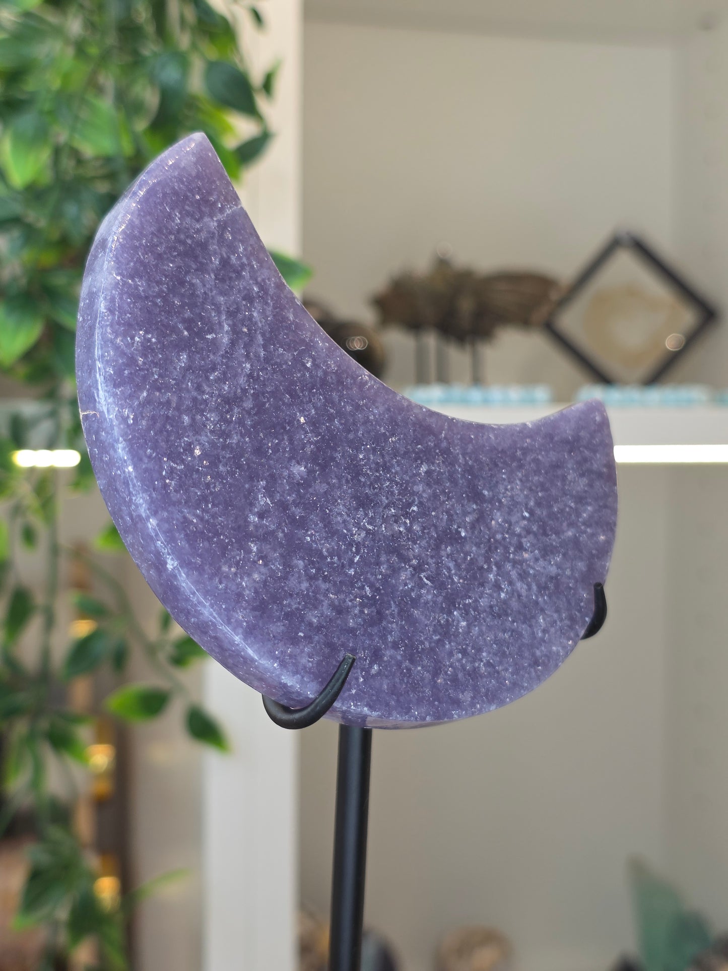 Lepidolite Moon with Black Stand - B