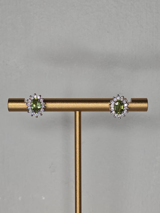 Peridot with Clear Quartz Earrings with S925 Posts
