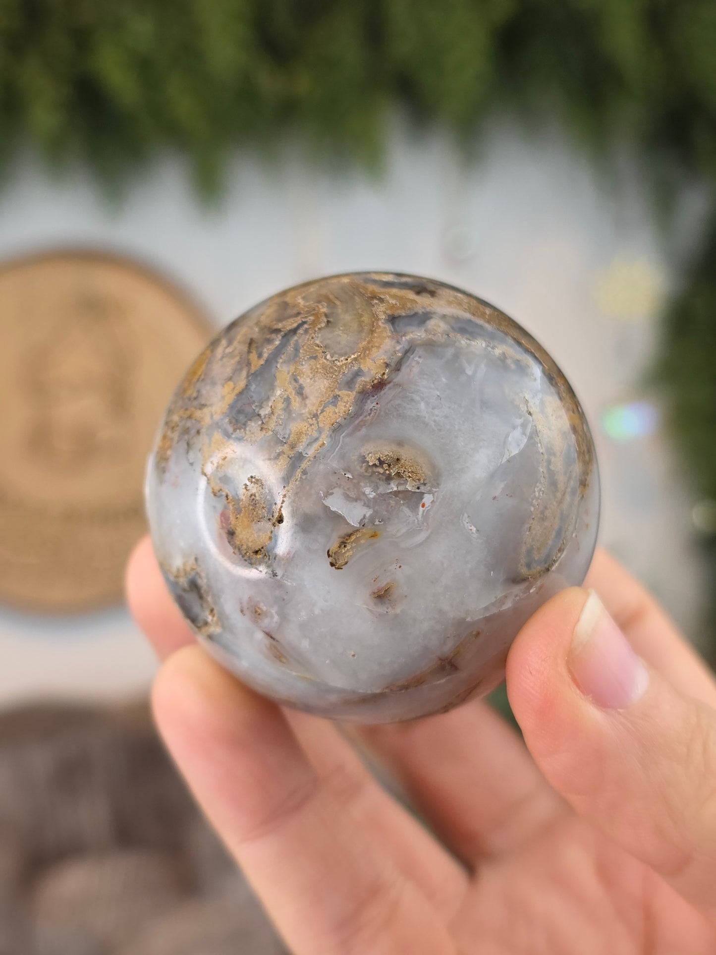 Yellow Moss Agate Sphere C from India