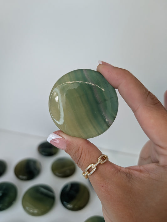 Intuitively Chosen Pakistan Pineapple Fluorite Round Palm Stones