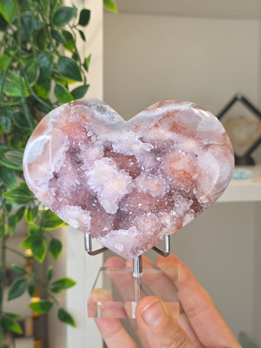 High Grade Madagascan Pink Amethyst Heart (with stand) - A