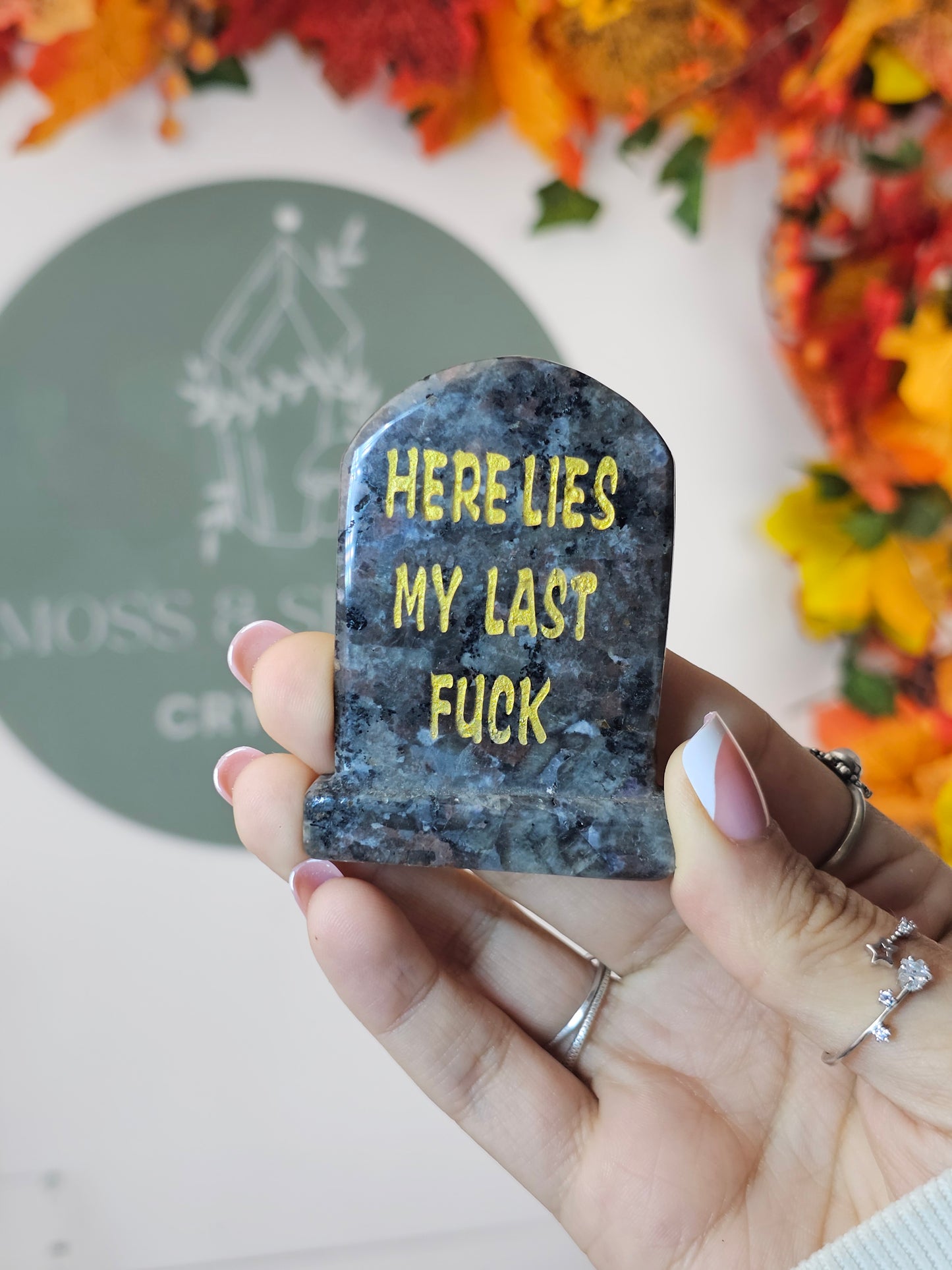 Yooperlite 'Here Lies My Last Fuck' Tomb Stone - MAS2773