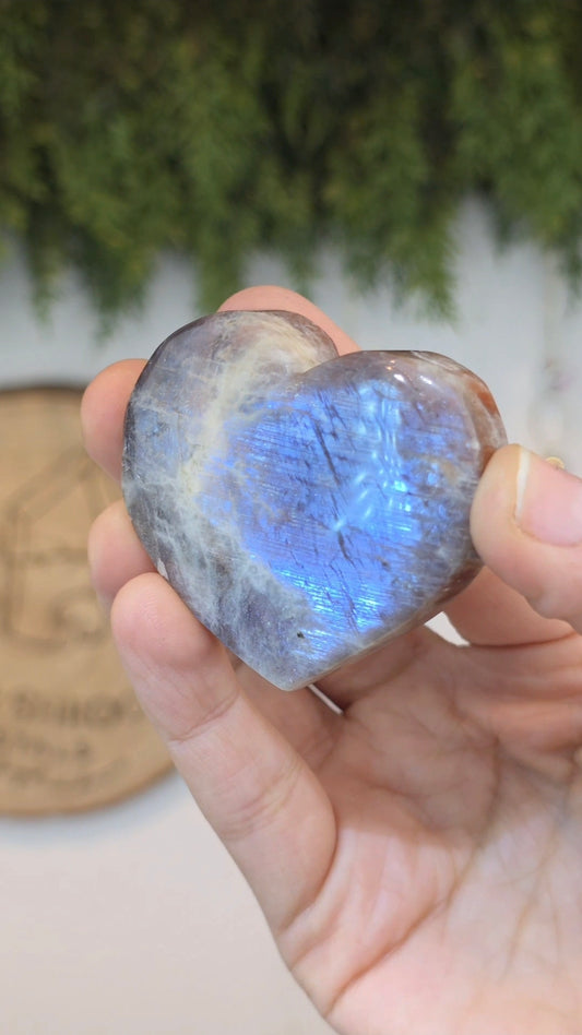 Moonstone with Sunstone Hearts