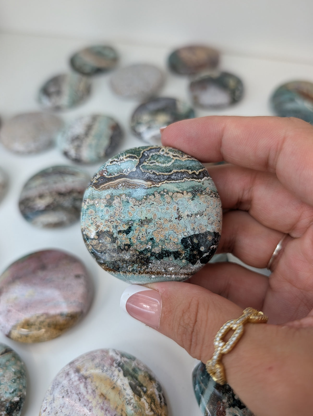 Indian Sea / Unicorn Jasper Round Palm Stone