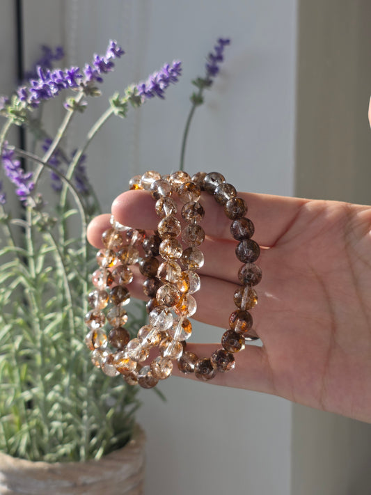 Herkimer Diamond - Round Bead Bracelet 8.5mm