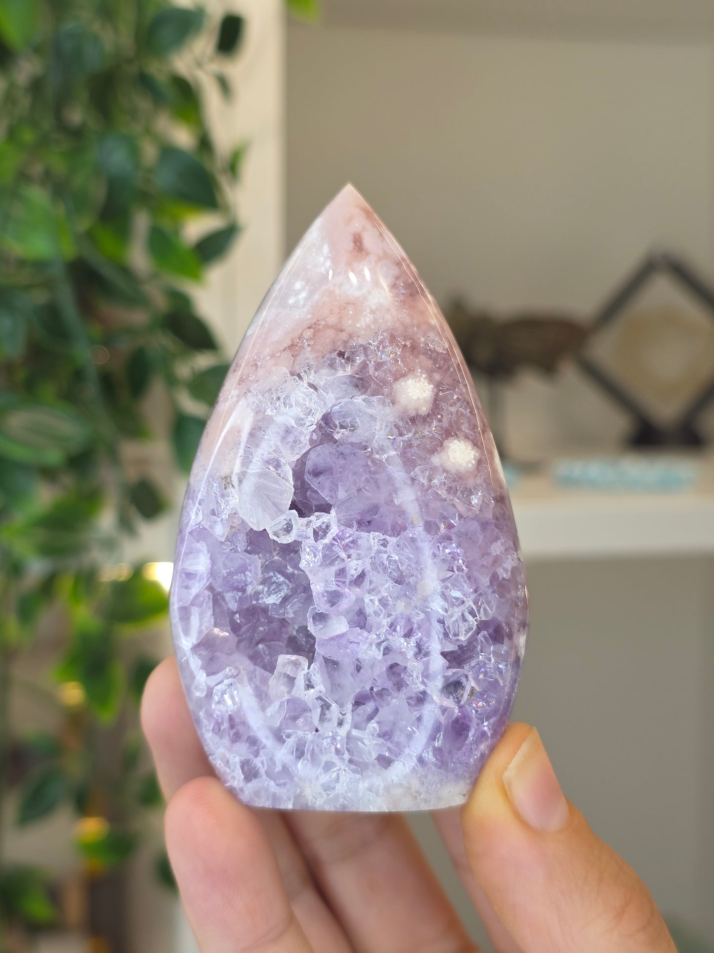 High Grade Madagascan Pink Amethyst Freeform Tear Drop - K