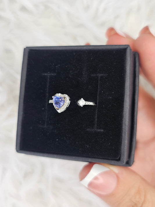 S925 Silver Tanzinite Adjustable Ring - MAS0908