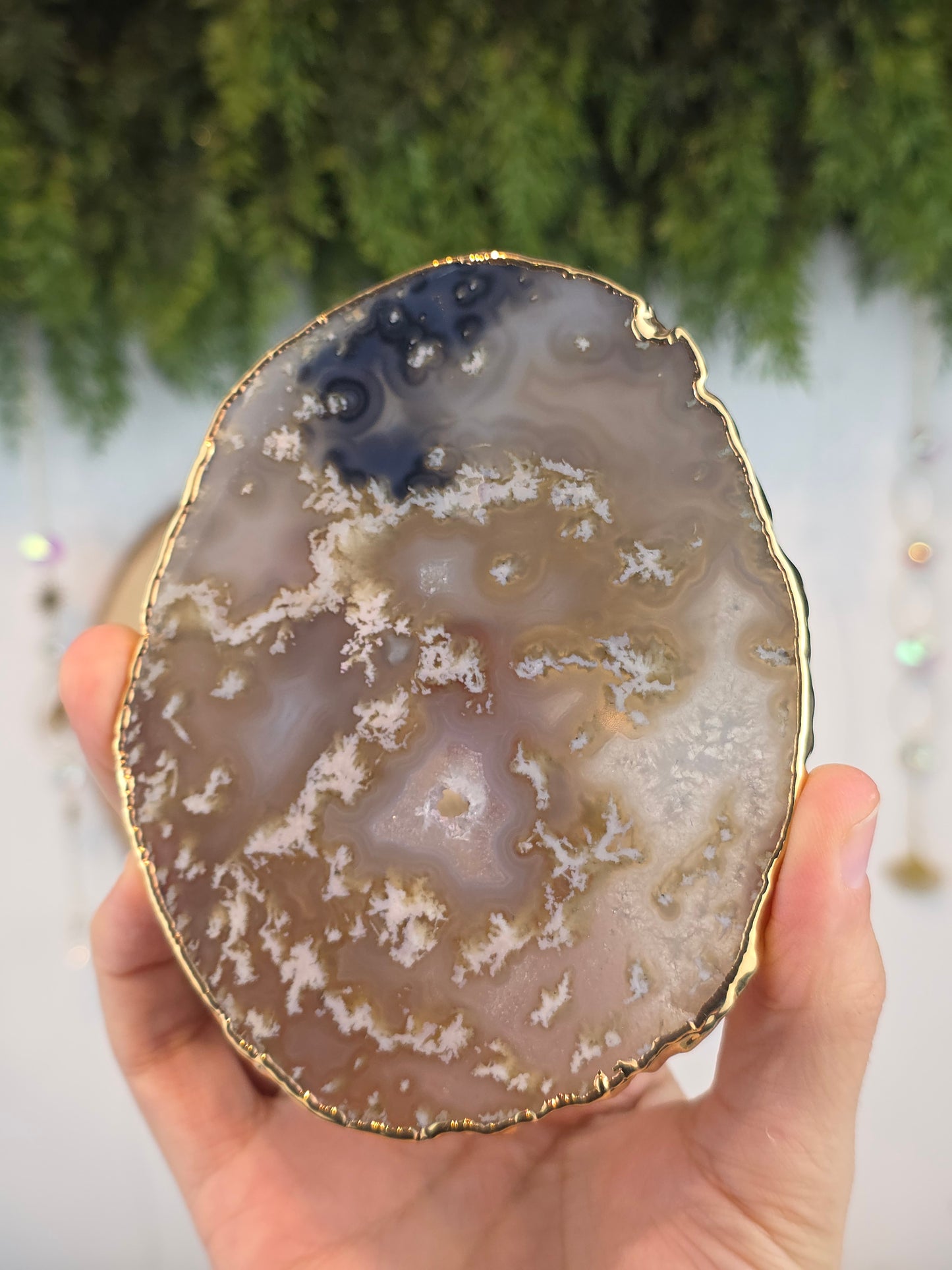 Brazilian Agate Slab with Gold Plated Edges