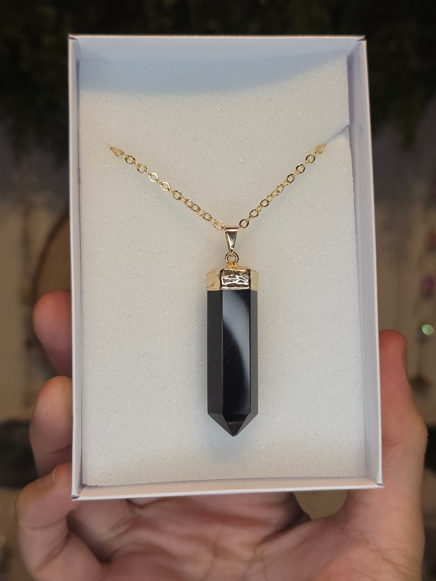 18ct Gold Plated Brazilian Obsidian Necklace A