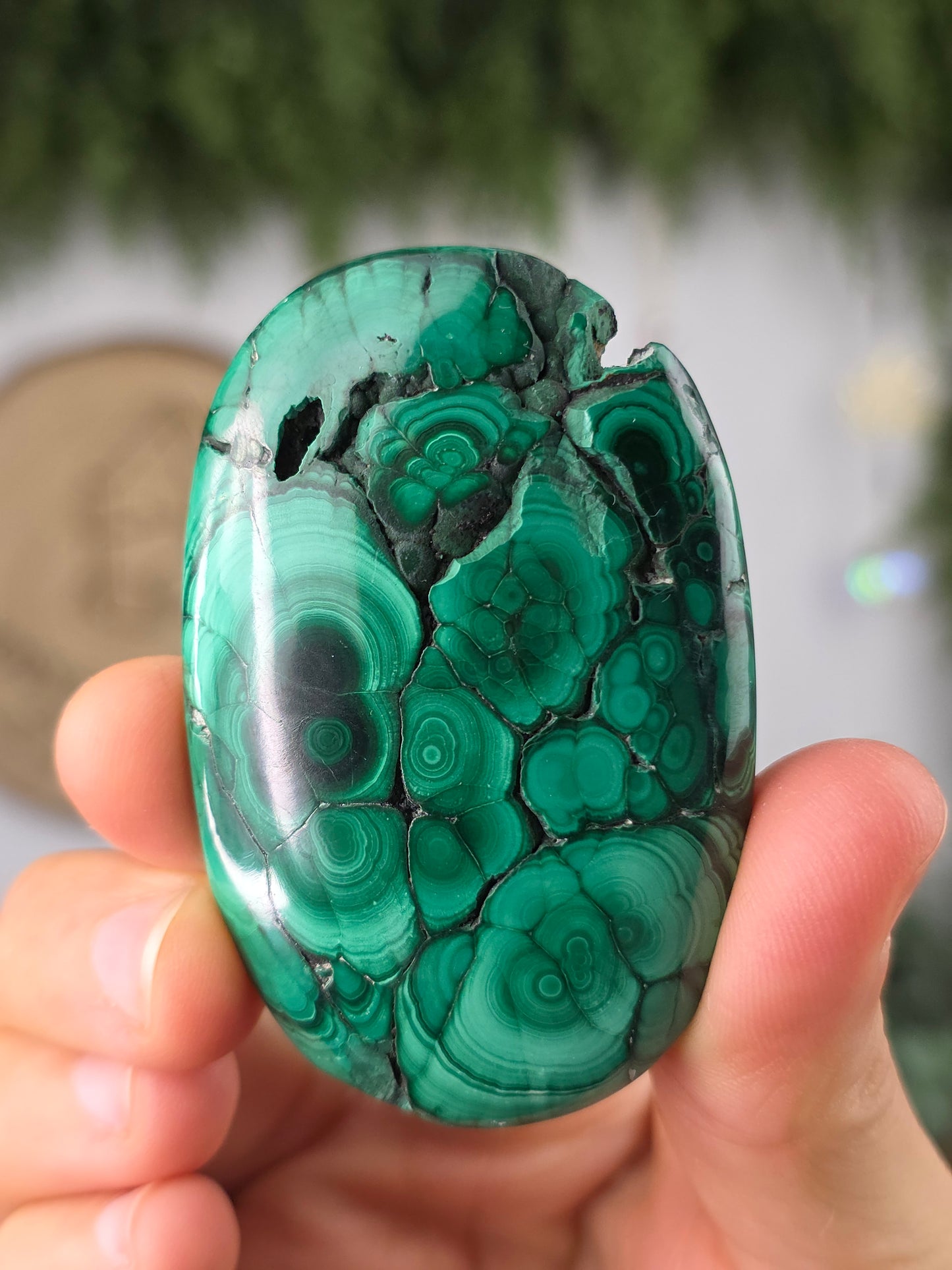 Malachite Palm Stones
