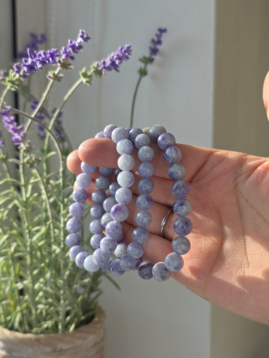 Blue Mica - Round Bead Bracelet 9mm