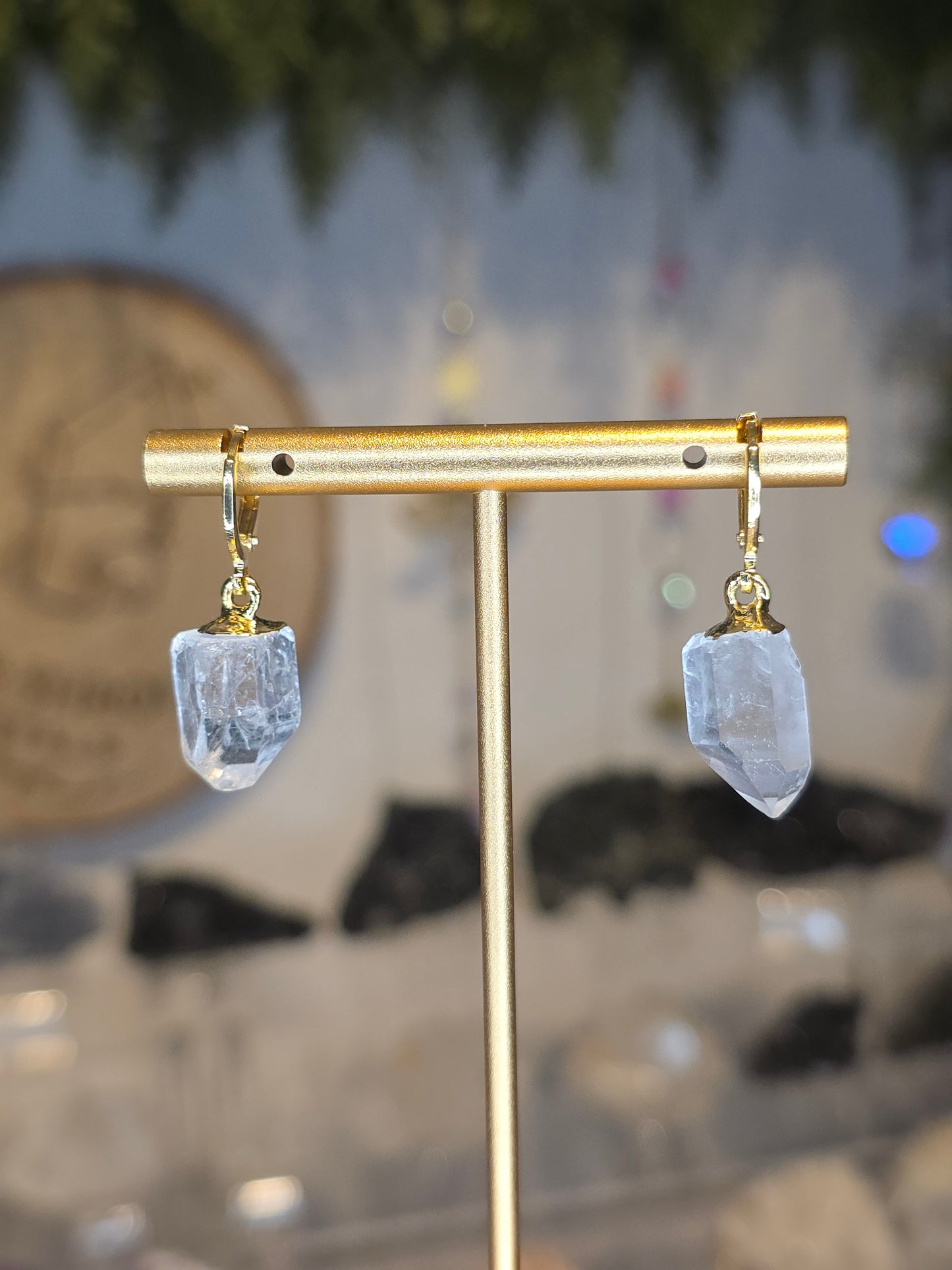 18ct Gold Plated Brazilian Lemurian Quartz Jewellery Set - Necklace, Earrings & Rings
