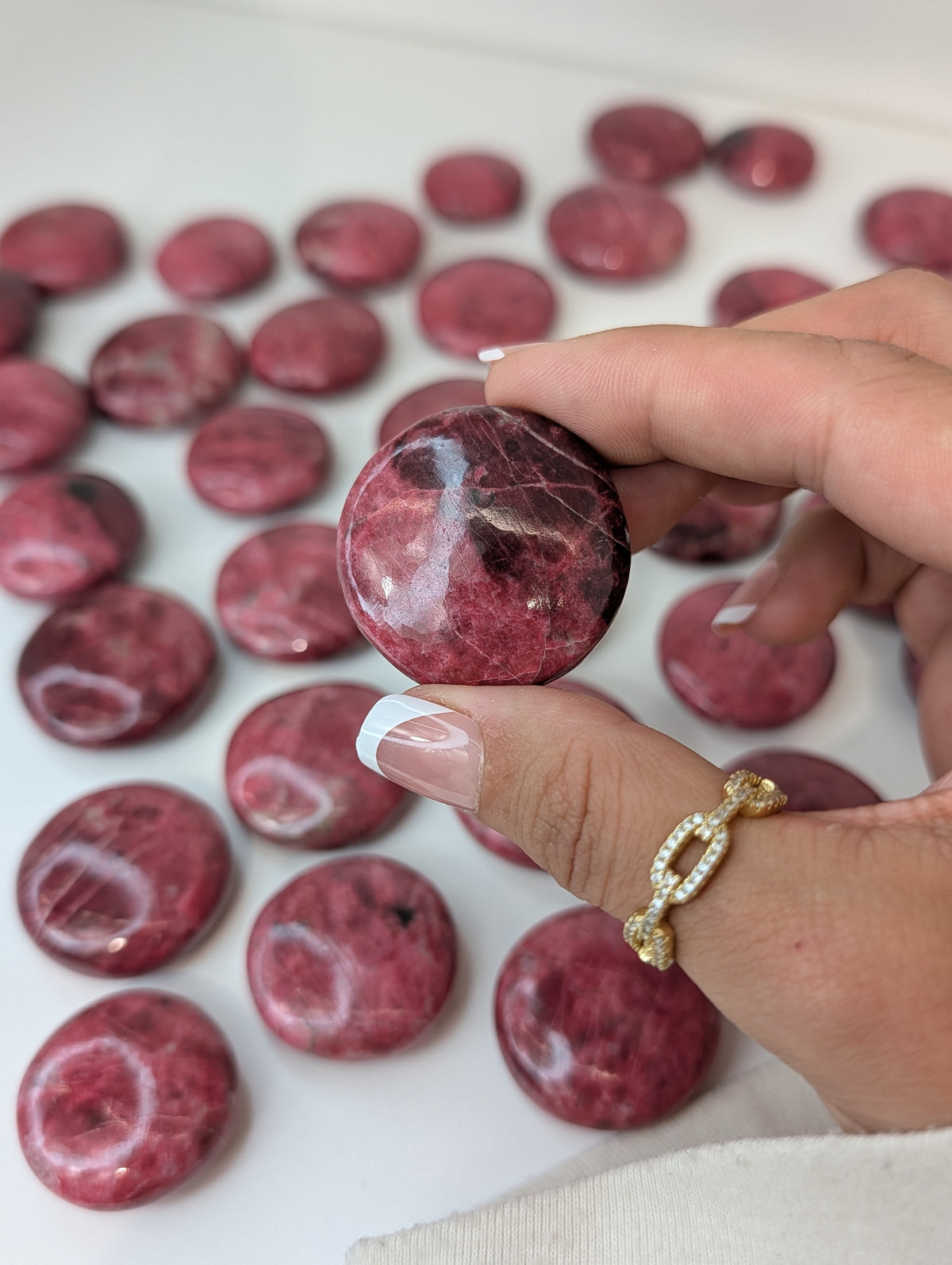 Intuitively Chosen Norway Thulite Button Flat Stones