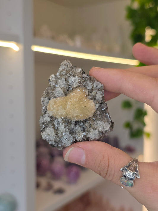 Sugary Dogtooth Calcite with Heulandite and Stilbite from Madhya Pradesh, India - G