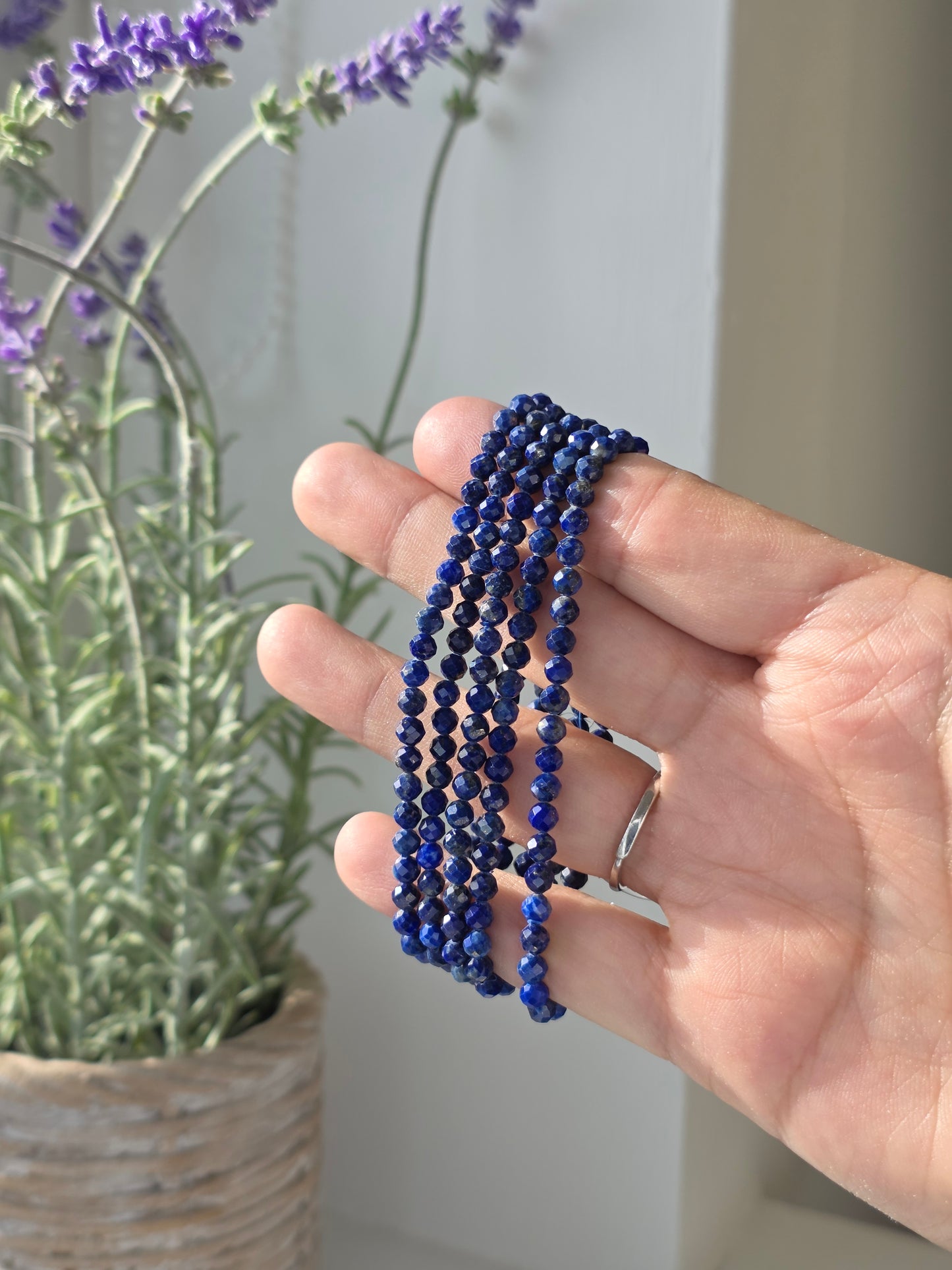 Lapis Lazuli - Round Facetted Bracelet 4mm