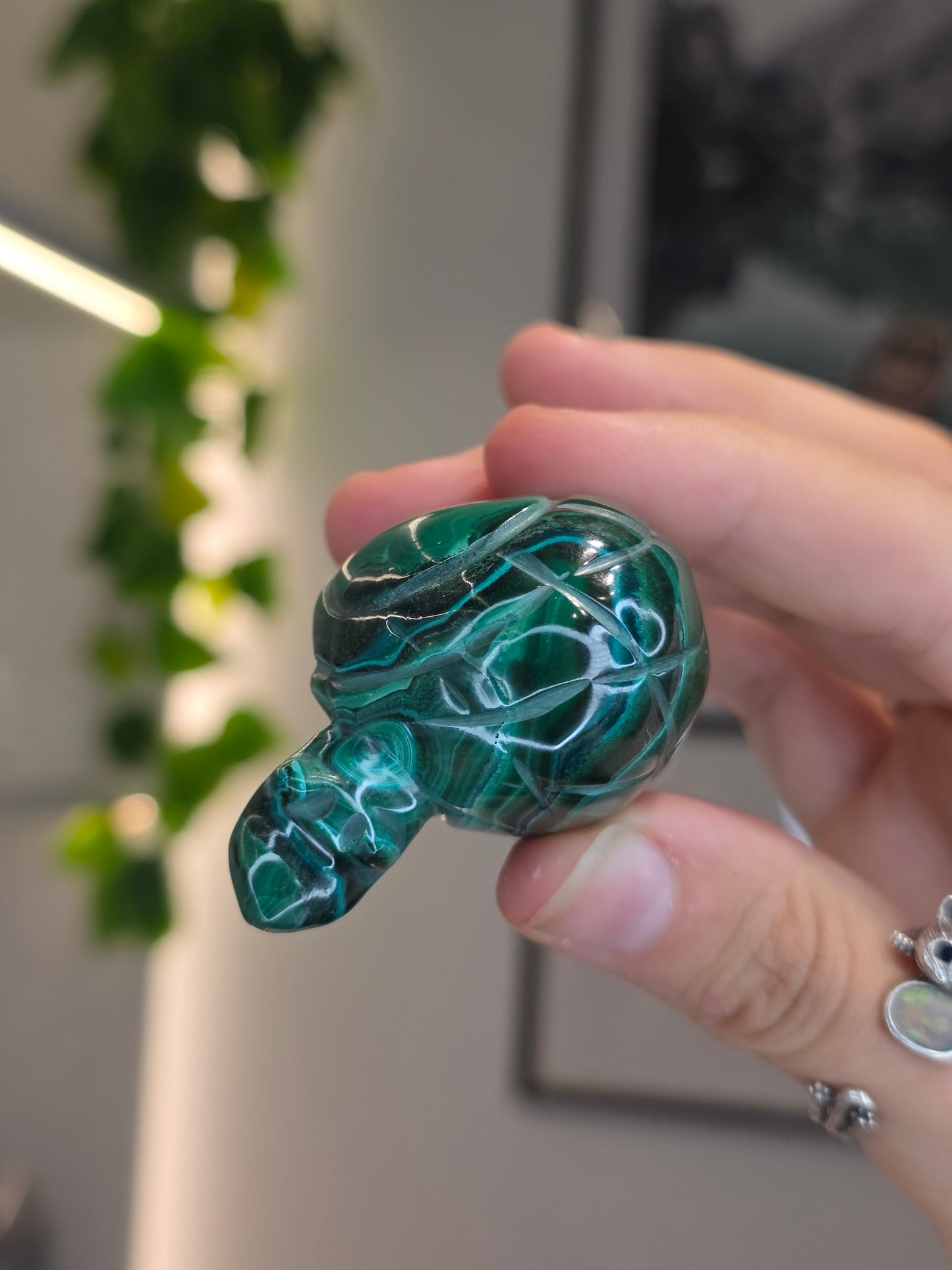 Malachite Snail Carving - D