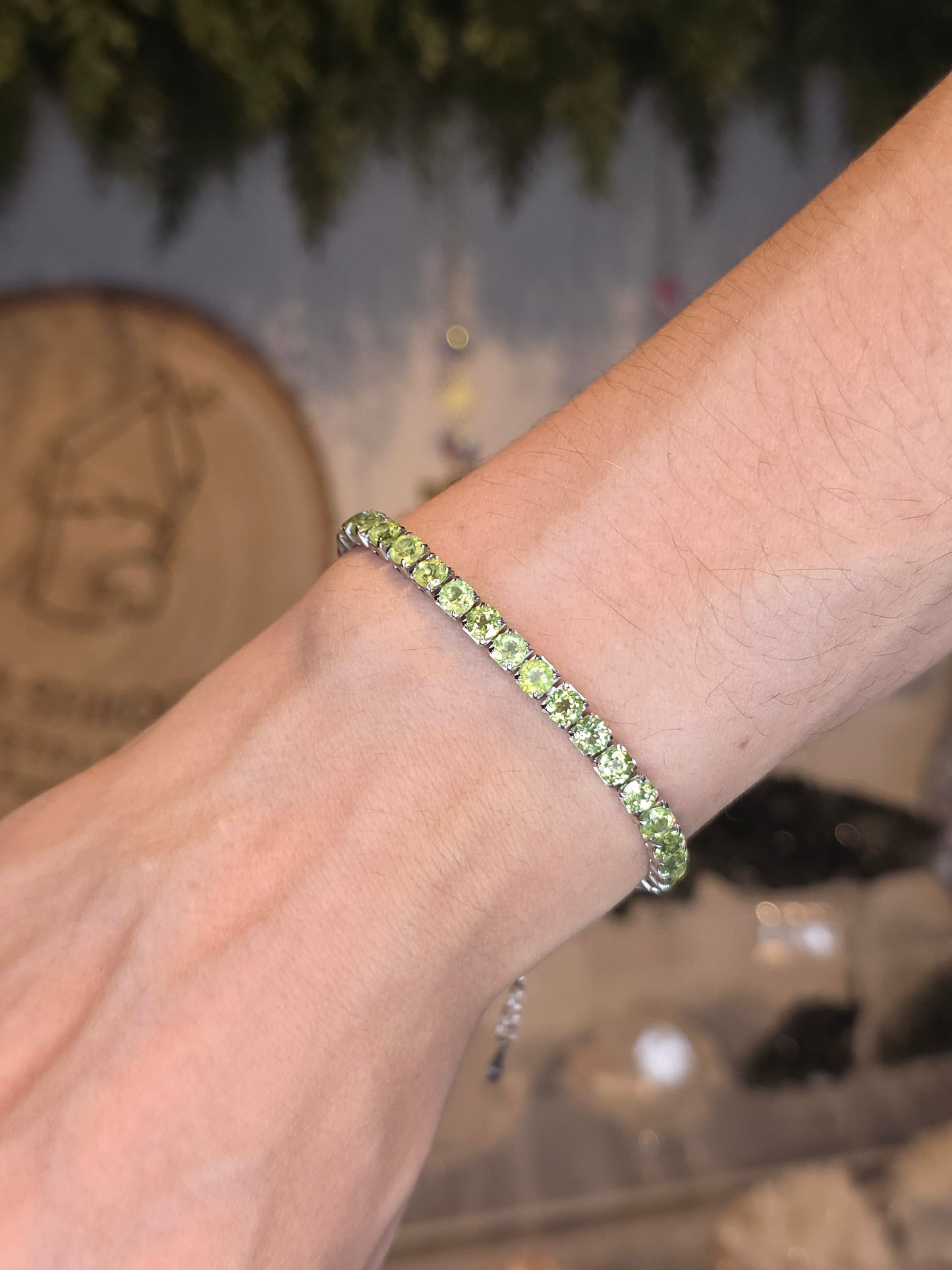 S925 Silver Peridot Bracelet