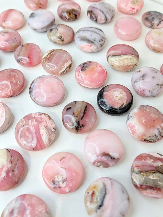 Intuitively Chosen Peruvian Pink Opal Button Flat Stones