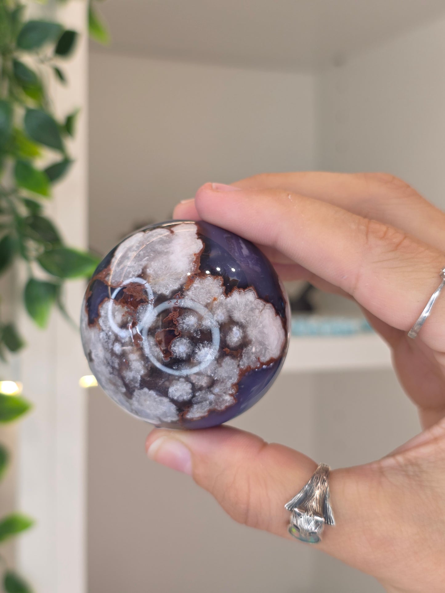 Blue Flower Agate Sphere - M