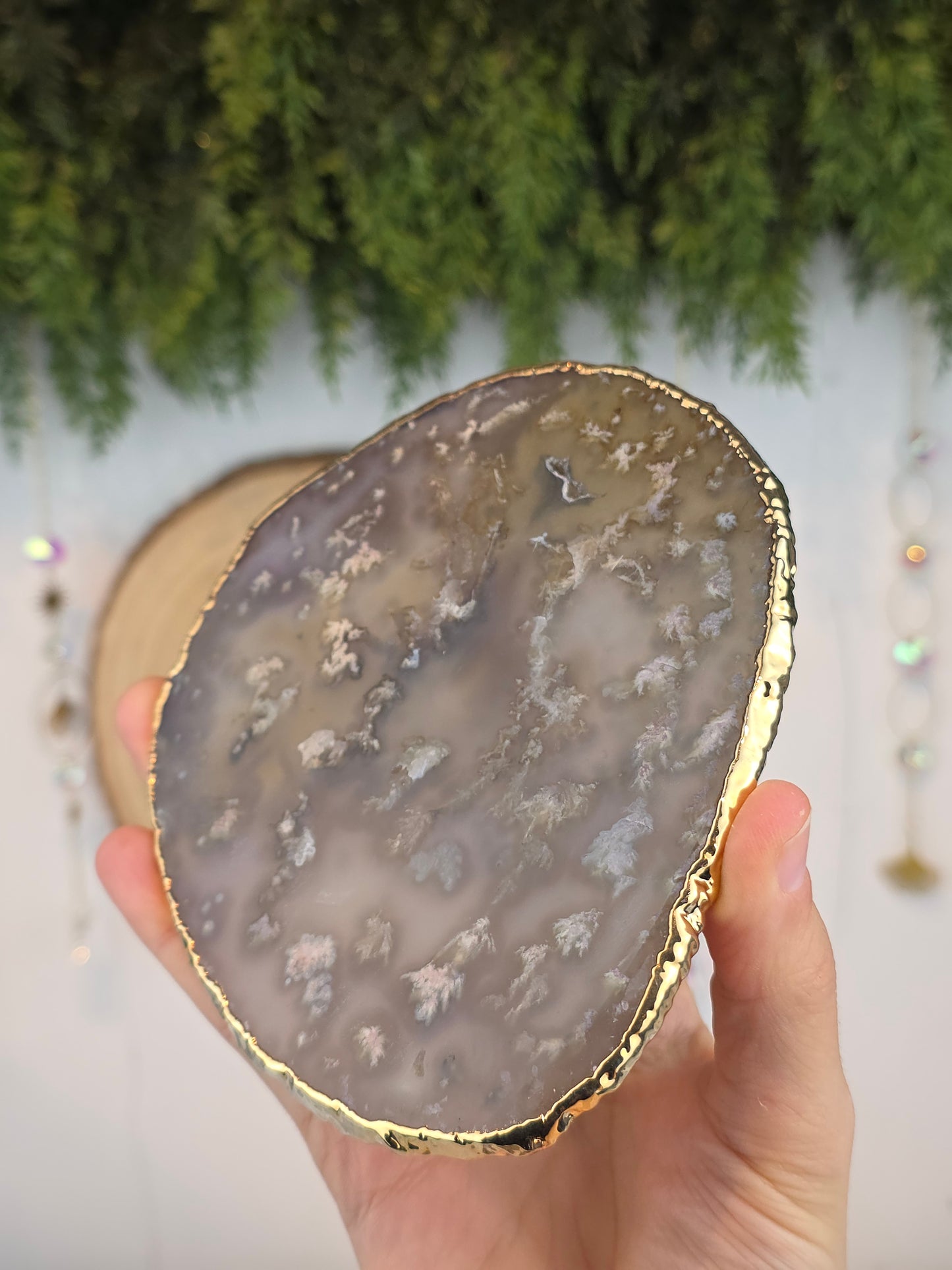 Brazilian Agate Slab with Gold Plated Edges