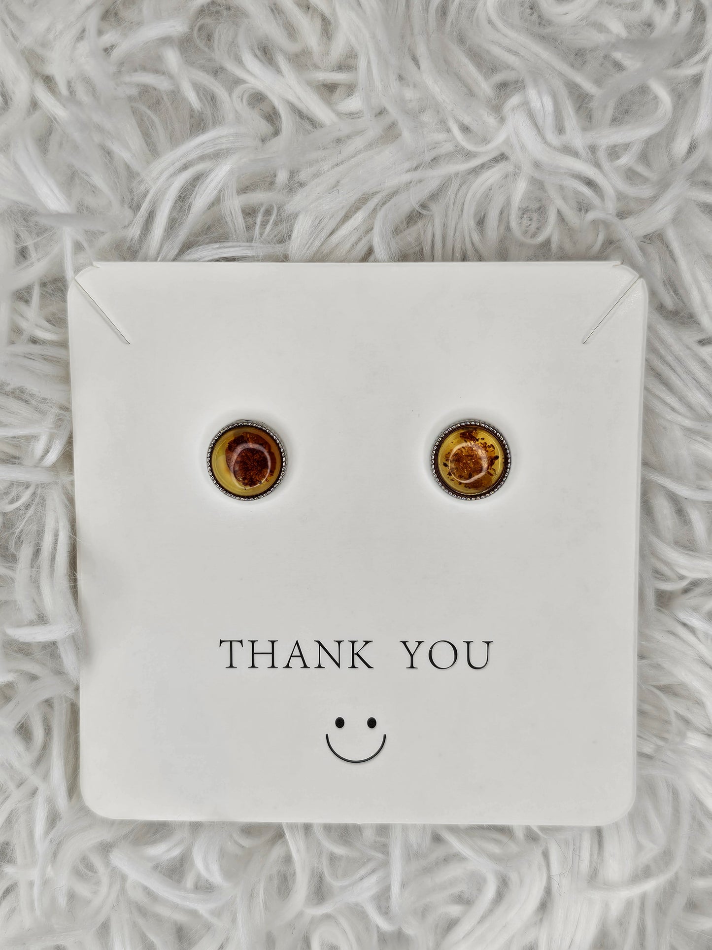 925 Silver Flower Amber Earrings - MAS1048