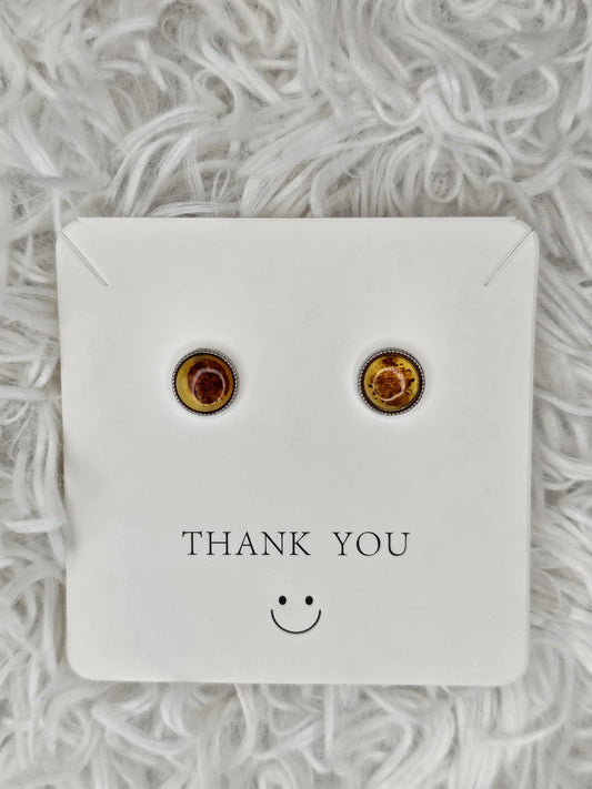 925 Silver Flower Amber Earrings - MAS1048