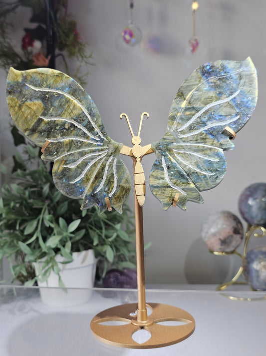 Labradorite Butterfly Wings on Custom Stand - MAS0826