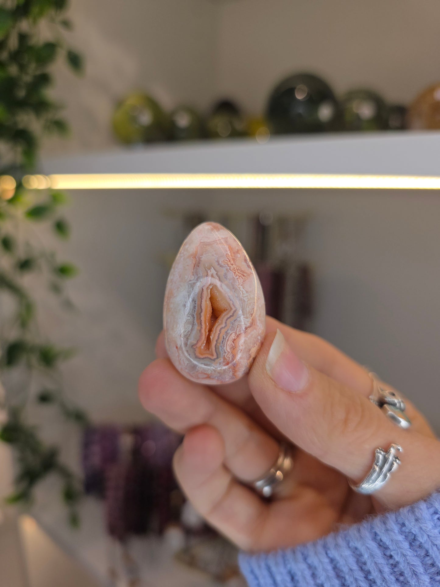 Indonesian Pink Crazy Lace Agate Eggs