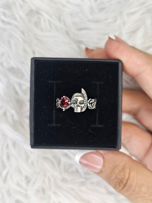 S925 Silver Adjustable Garnet Ring - MAS0954