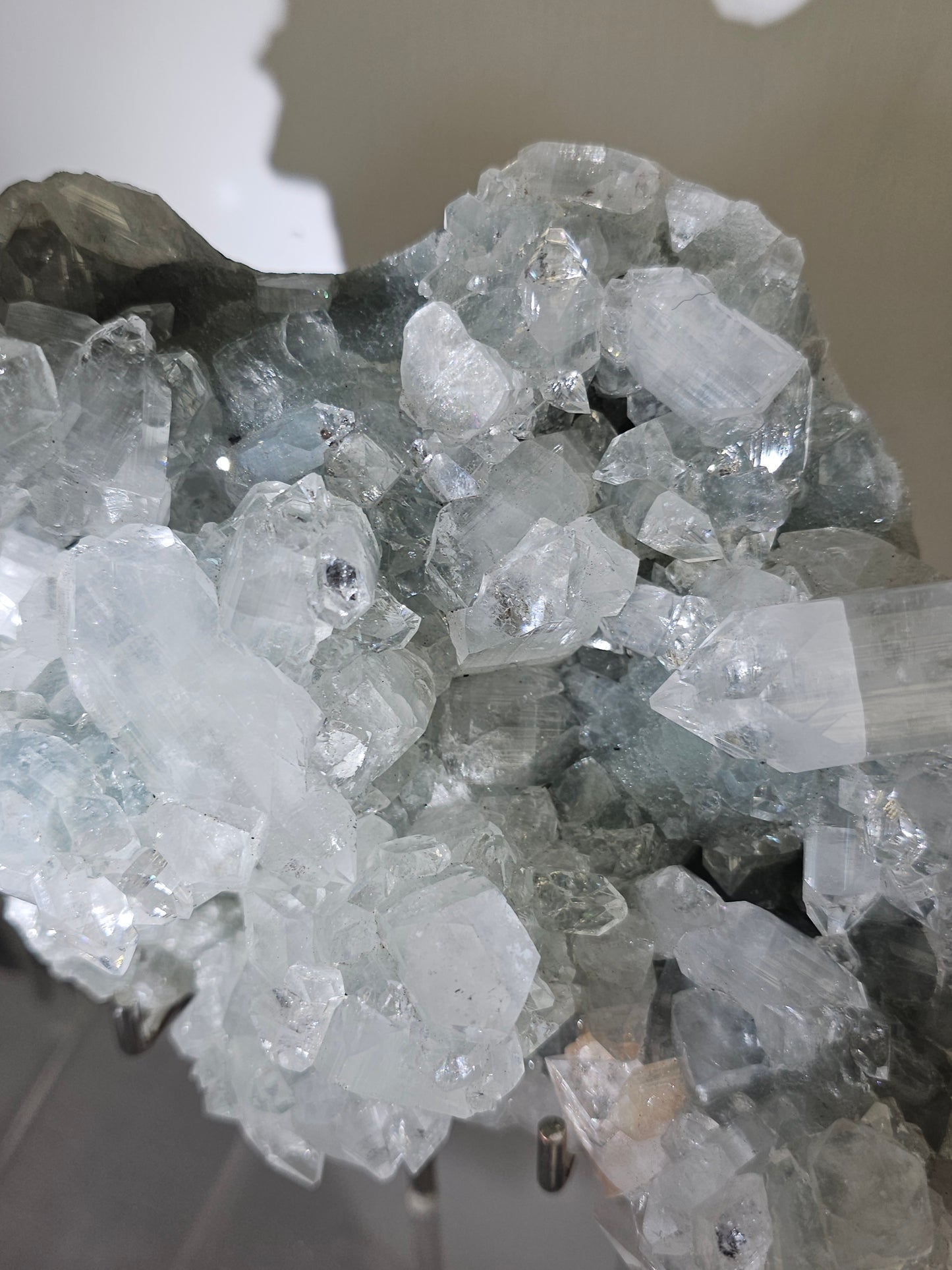 Diamond Apophyllite on Blue Chalcedony with Stilbite from India - MAS2441