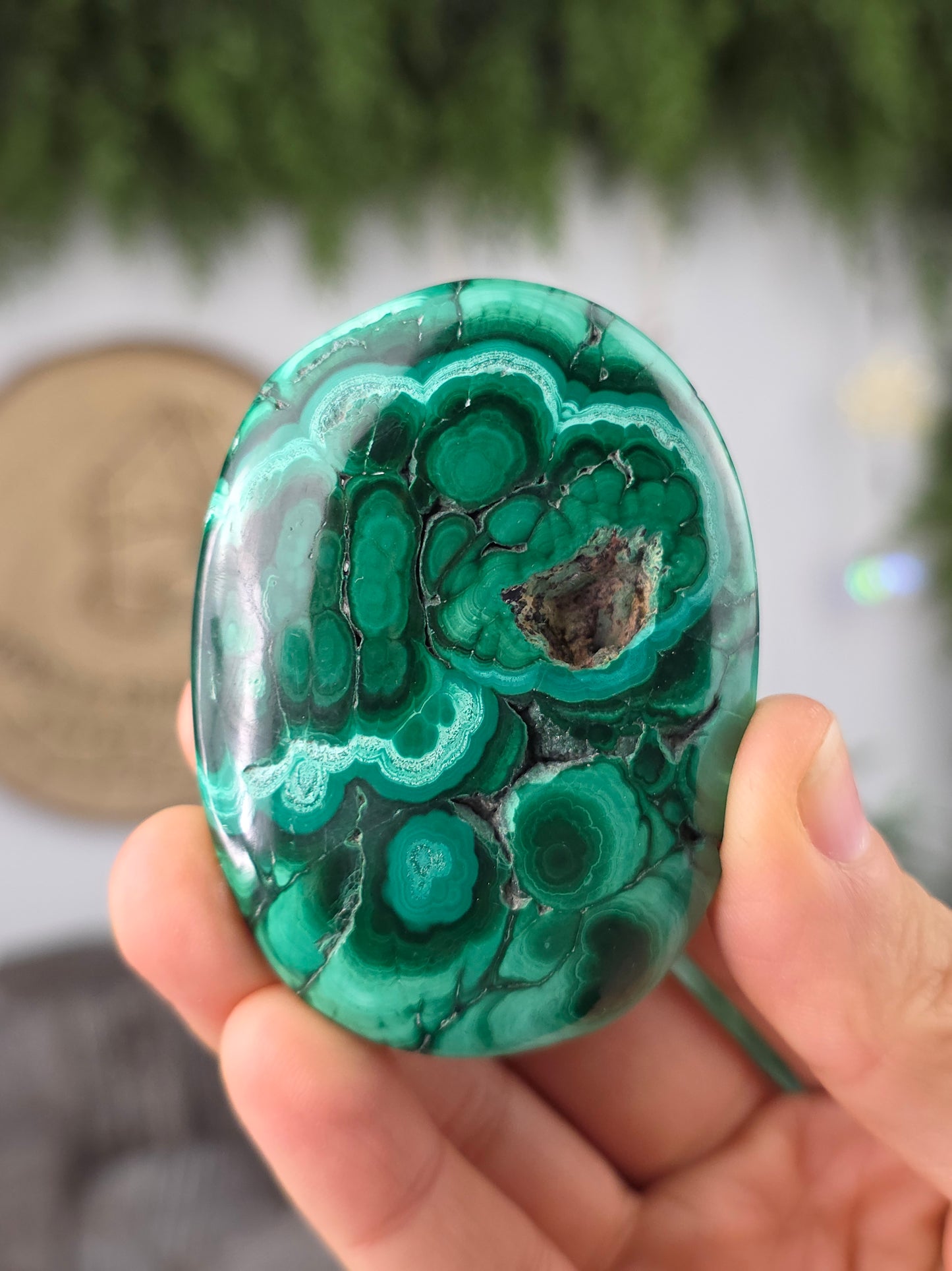 Malachite Palm Stones