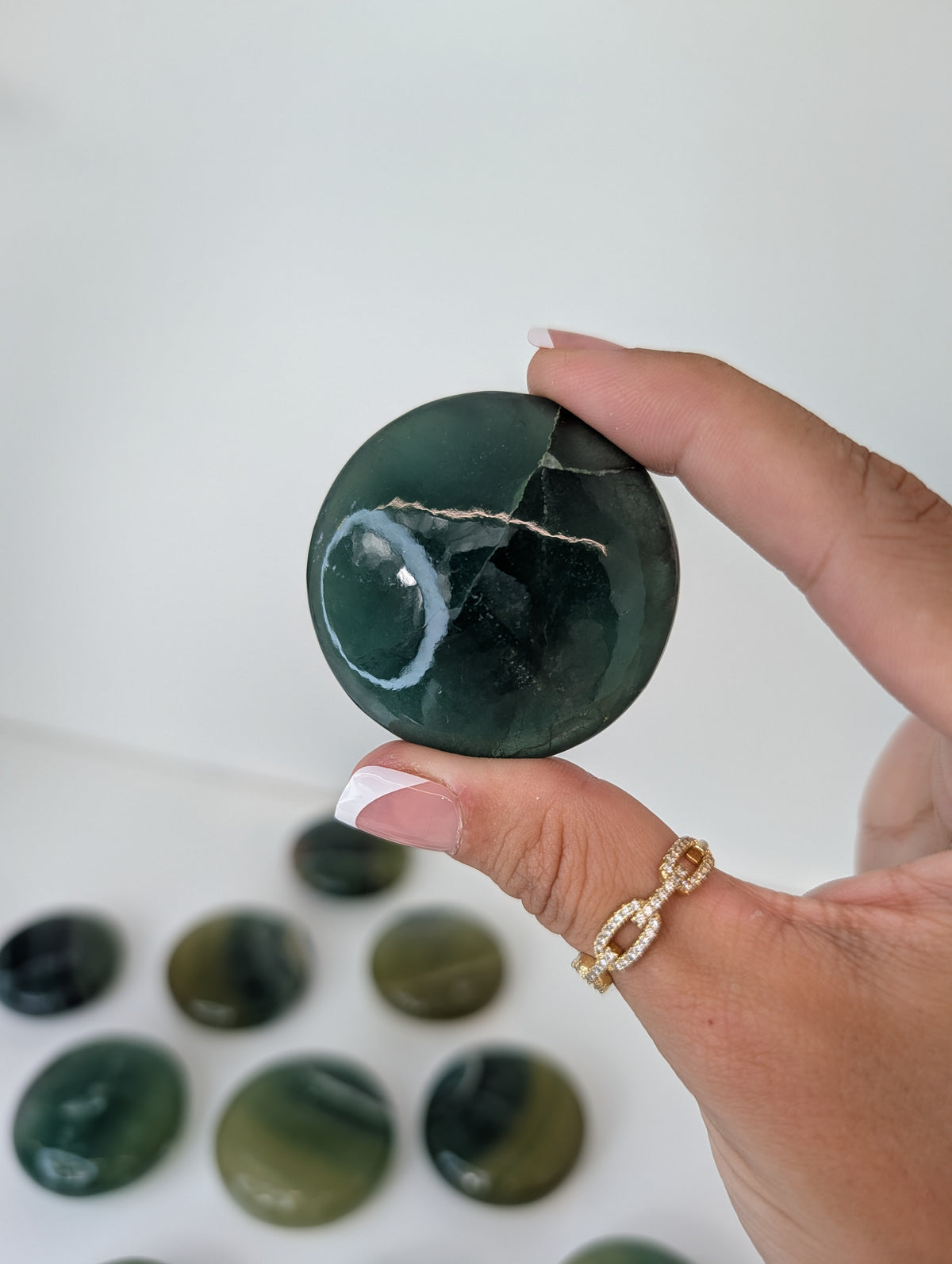 Intuitively Chosen Pakistan Pineapple Fluorite Round Palm Stones