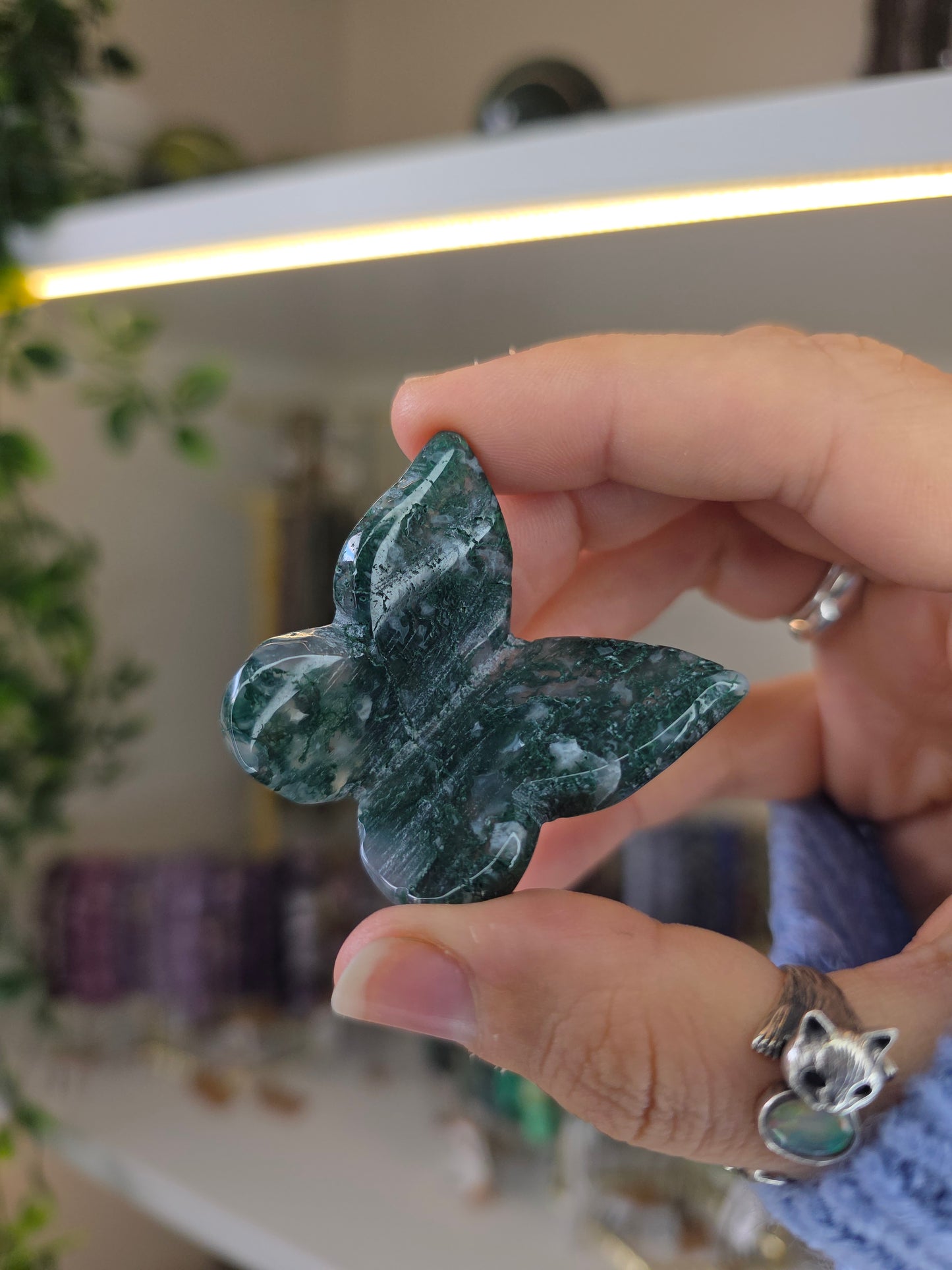 Moss Agate 3D Butterflies