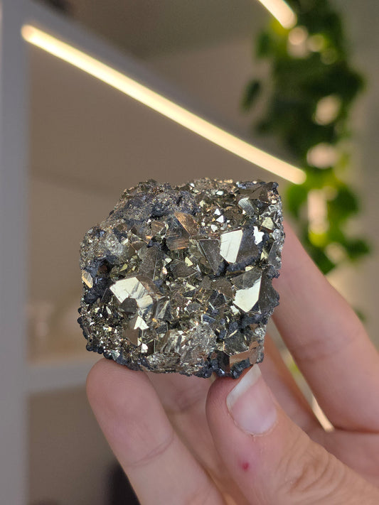 Octahedral Pyrite with Fluorite and Manganese B - Yindu, China