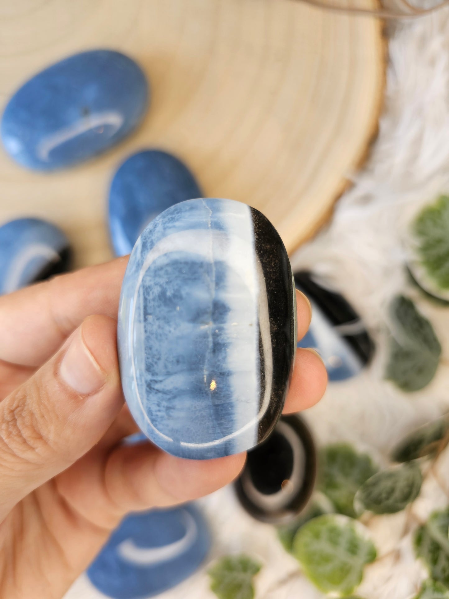 Blue Opal Palm Stone - MAS0583