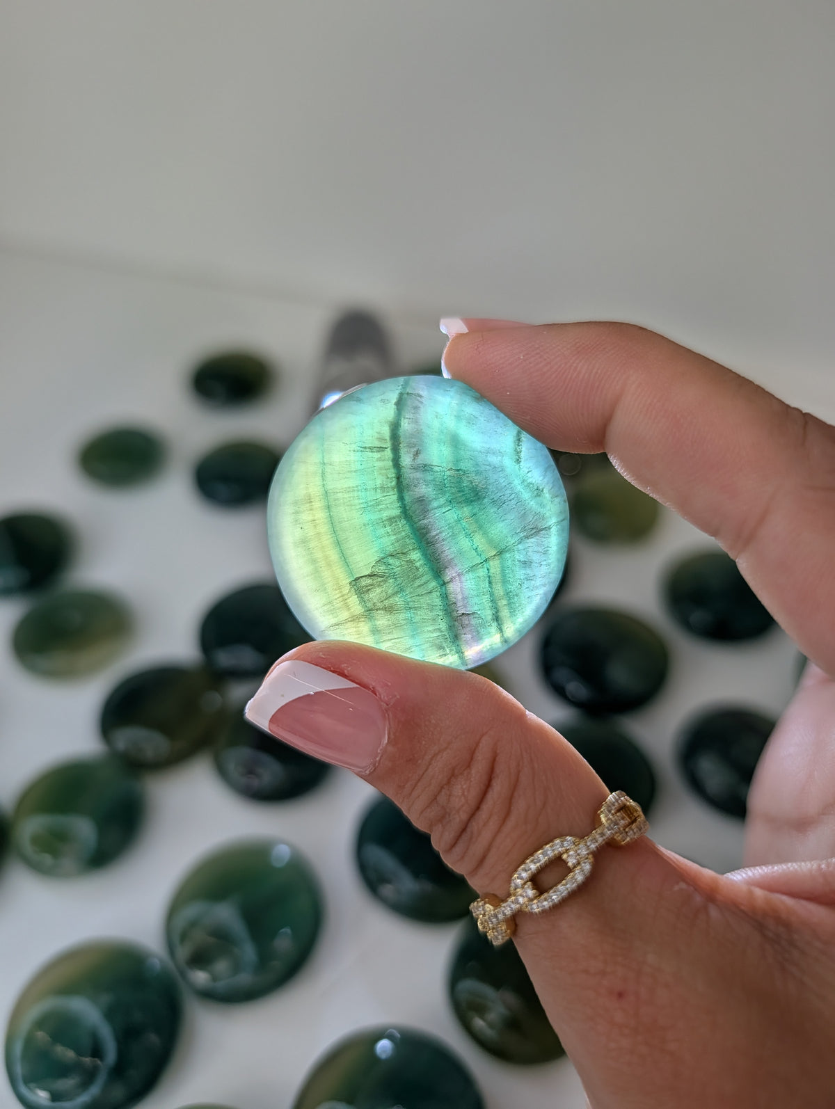 Intuitively Chosen Pakistan Pineapple Fluorite Button Flat Stones
